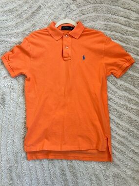 Ralph Lauren Orange Polo with Navy Pony Embroidery